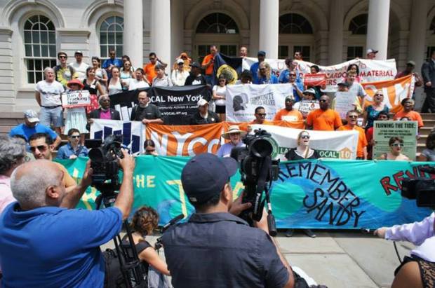 The Alliance for a Justice Rebuilding at City Hall on July 31, 2013. Photo by Max Liboiron. 